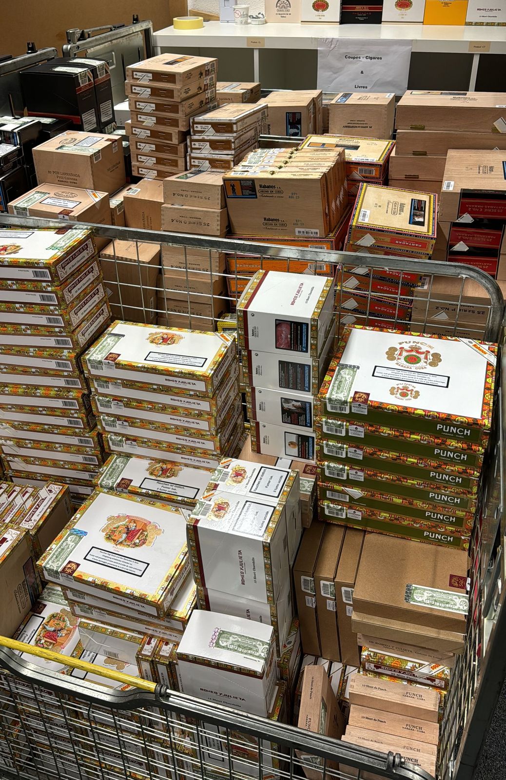 Cigar boxes prepared for pick, pack and dispatch at Cigar Logistics